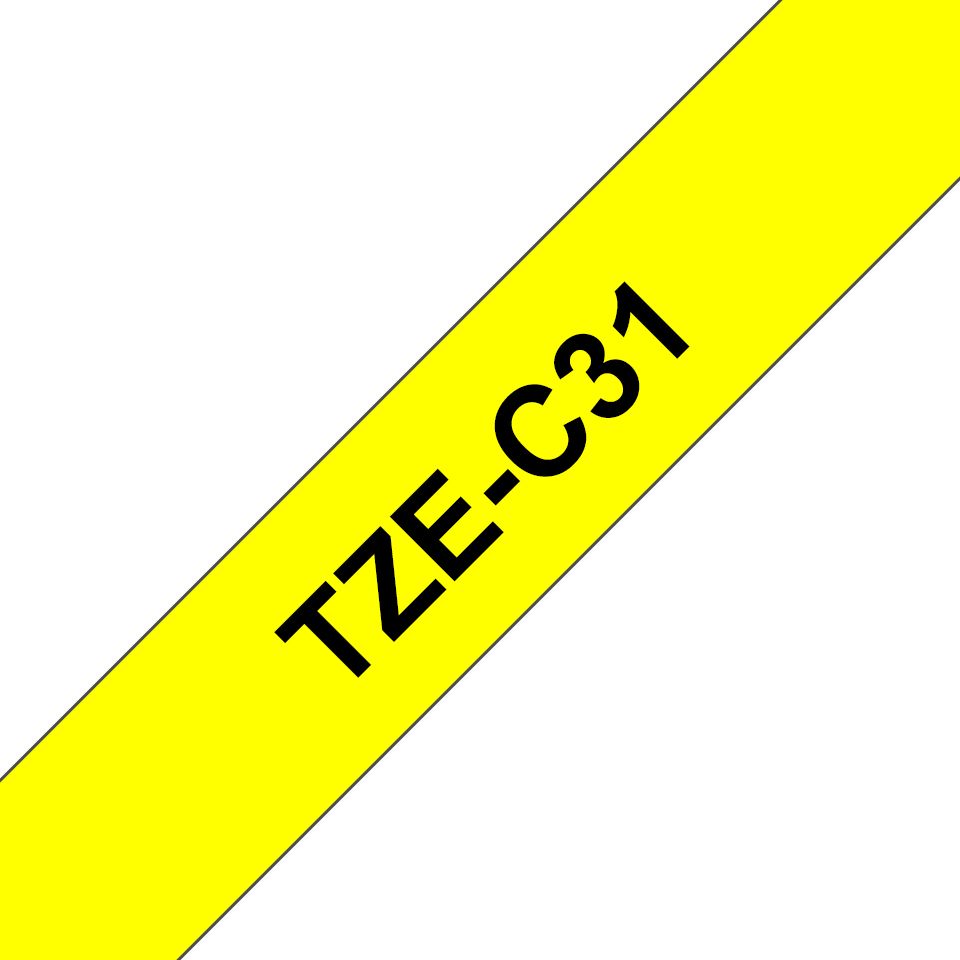 TZE-C31 LAMINATED TAPE 12MM 8M BLACK ON SIGNAL YELLOW