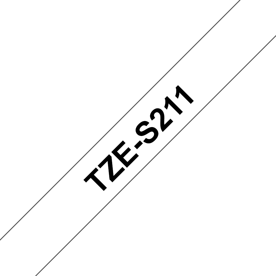 TZE-S211 LAMINATED TAPE 6MM 8M BLACK ON WHITE EXTRA-STRONG