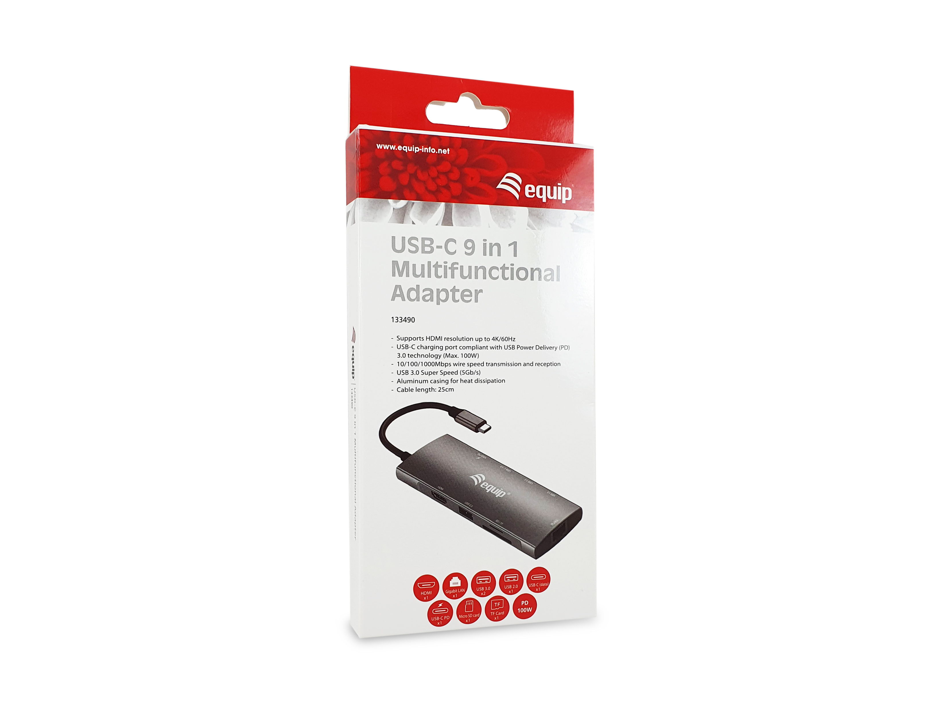 Equip Dock 9-1 USB-C->HDMI,GbE,2xUSB-A3.2,USB-C3.2,+ 0.25m