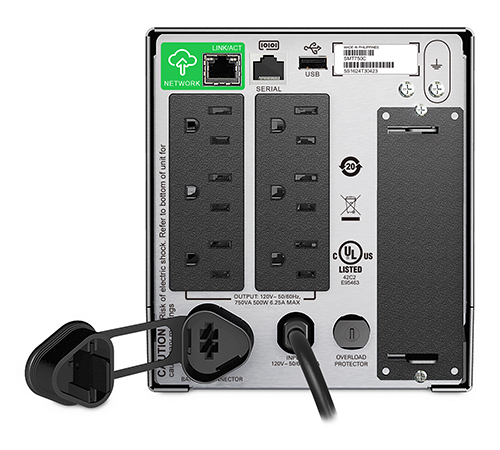 APC Smart-UPS 750VA LCD UPS AC 120V 500Watt 750VA 1-phase Ethernet RS-232 USB output connectors 6 Black with APC SmartConnect