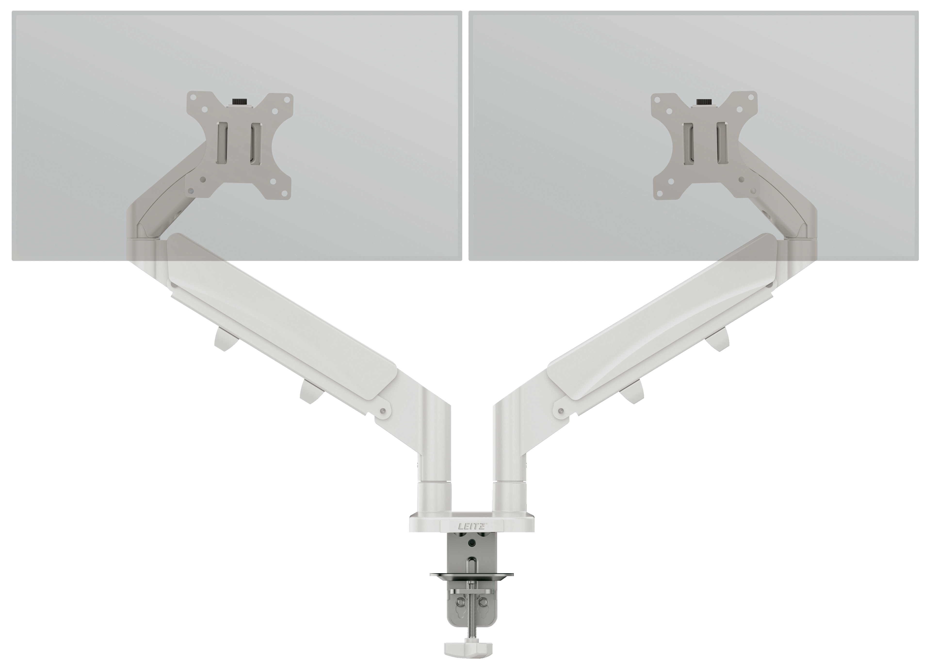 LEITZ Monitor-Halterung Ergo 65370085 lichtgrau für 2 Monitore, Tischklemme