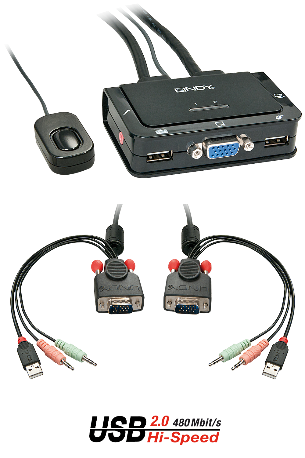 2 PORT VGA USB 2.0 AUDIO CABLE KVM SWITCH