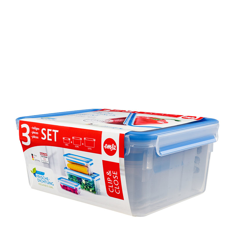 CLIP & CLOSE Frischhaltedosen-Set, 3-teilig
