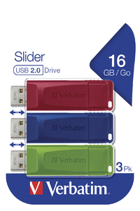 verbatim USB-Sticks Slider rot, blau, grün 16 GB, 1 St.
