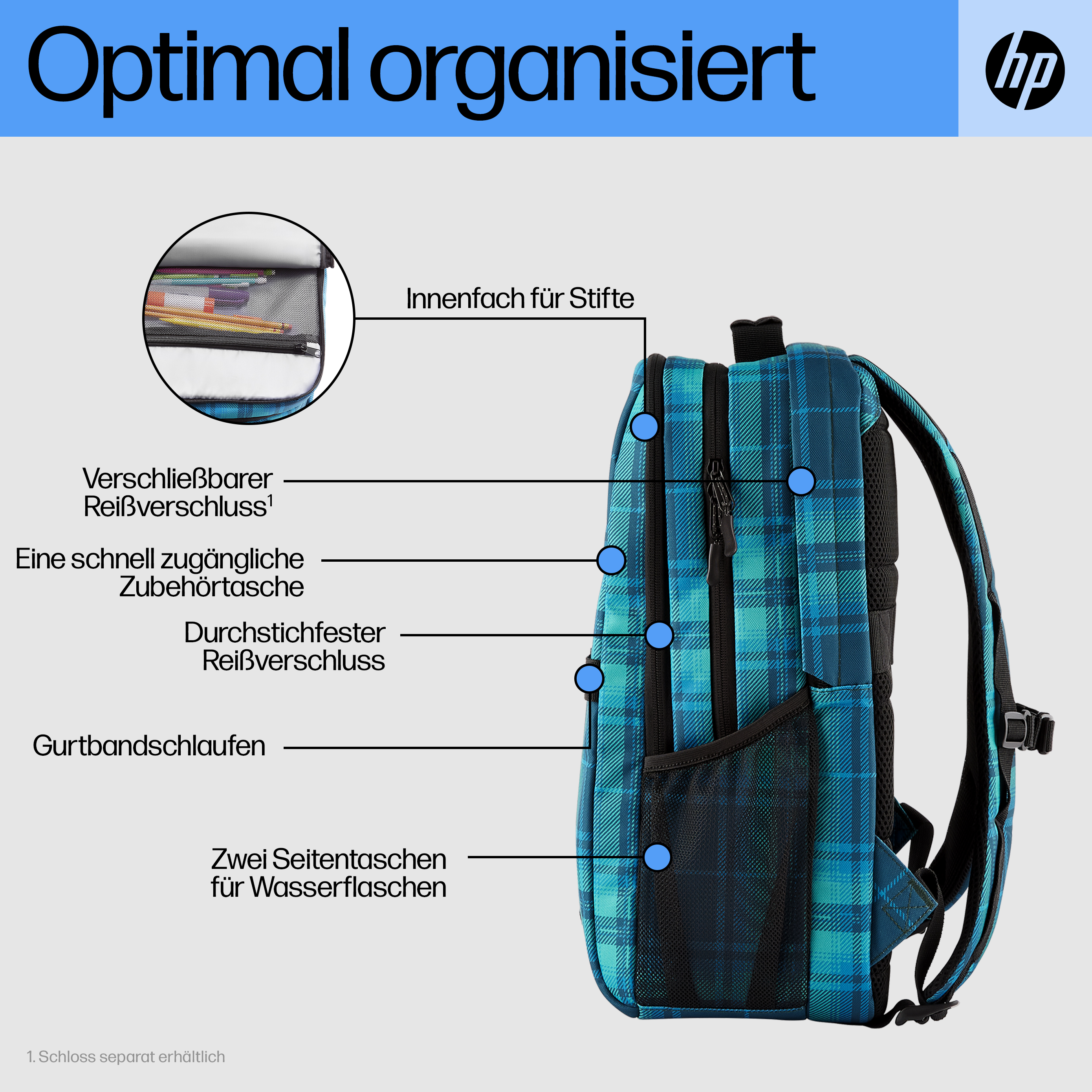 HP Campus XL Tartan plaid Backpack (P)