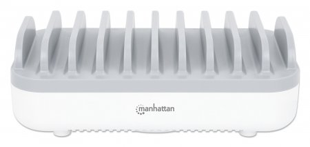 MANHATTAN 10-Port USB-Ladestation 120W 3x USB-C PD-Ports bis zu 18 W/Port 7x USB-A-Ports bis 12 W 2,4 A/Port 120 W Gesamt weiss/grau