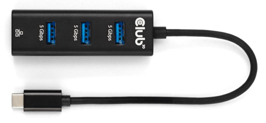 Club3D USB-Hub USB Typ-C 3.2 > 3x USB Typ A 1Gbps retail