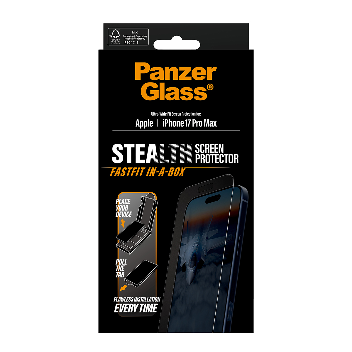 STEALTH SCREEN PROTECTOR W. BLA MAX ULTRA-WIDE FIT W. FASTFIT IN