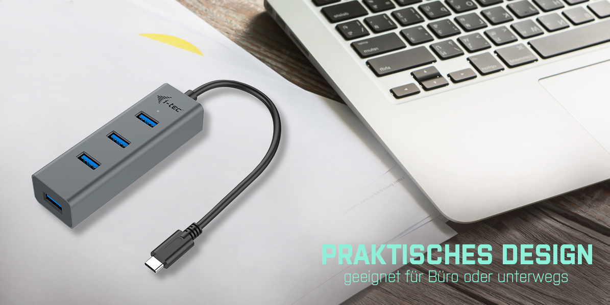 I-TEC USB-C METAL 4-PORT HUB PASSIVE 4XUSB 3.0 TB3 COMP.
