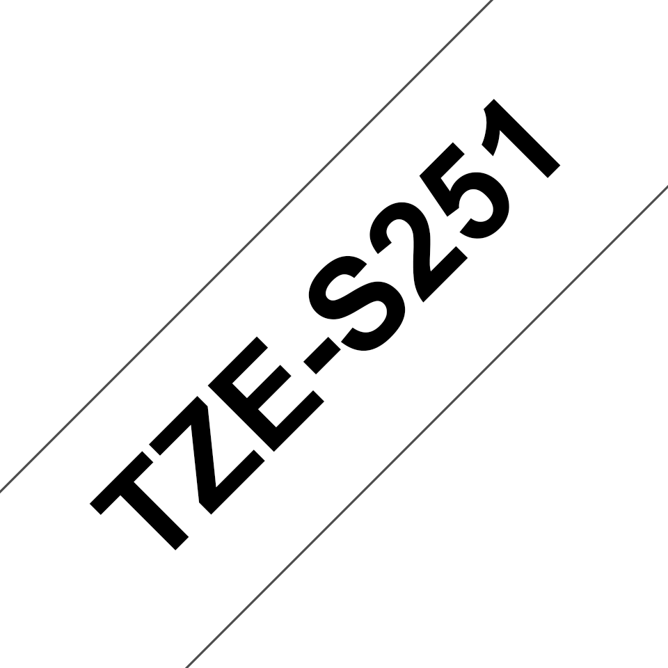 TZE-S251 LAMINATED TAPE M 8M 8M BLACK ON WHITE EXTRA-STRONG
