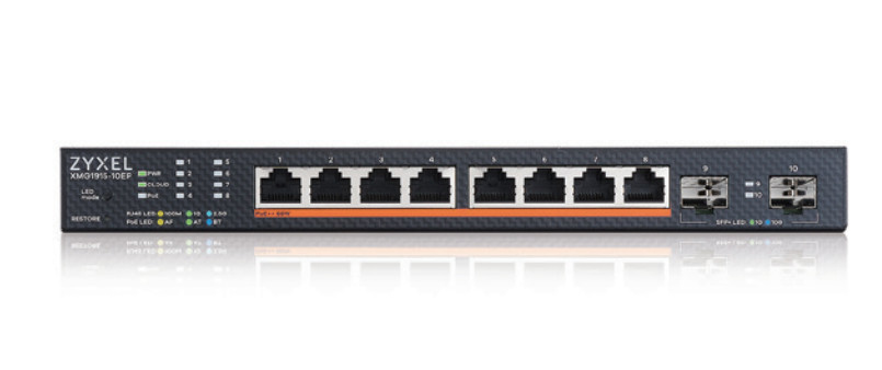 Zyxel XMG1915-10EP 8-Port 2.5GbE, 2 SFP+, 8 x PoE++ 802.3 bt, 130W Smart Switch