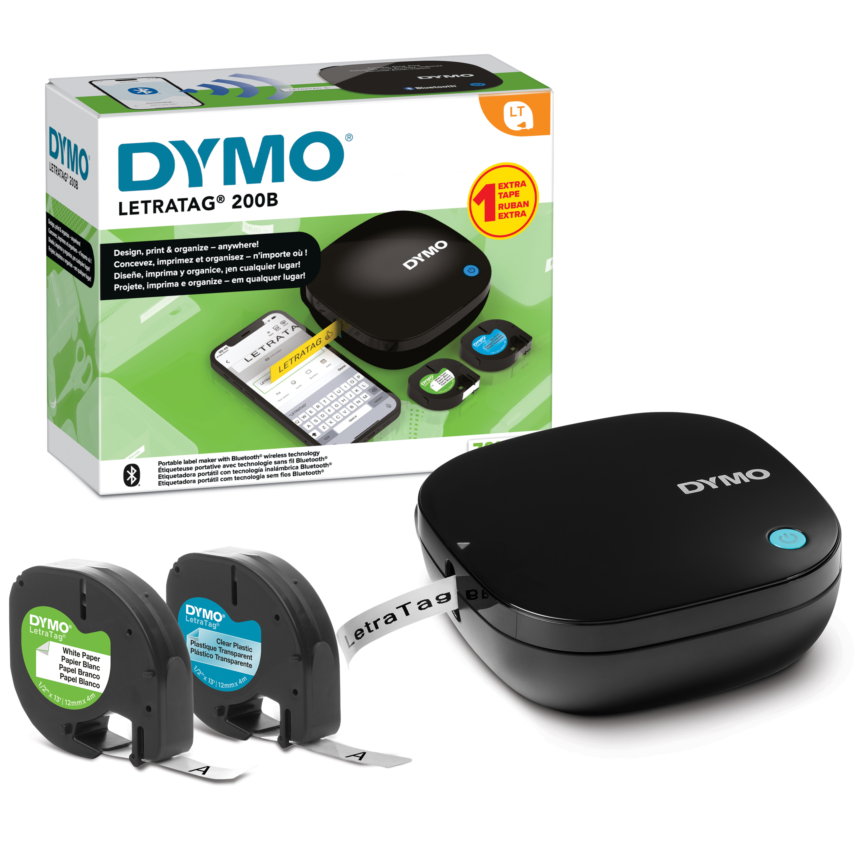 DYMO LetraTag LT-200B Bluetooth schwarz inkl 2 Bänder Gratis