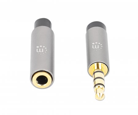 MANHATTAN Audio-Verlängerungskabel Aux 3,5mm Klinke Stecker auf Buchse 3m vergoldete Kontakte Slim Design schwarz/silber