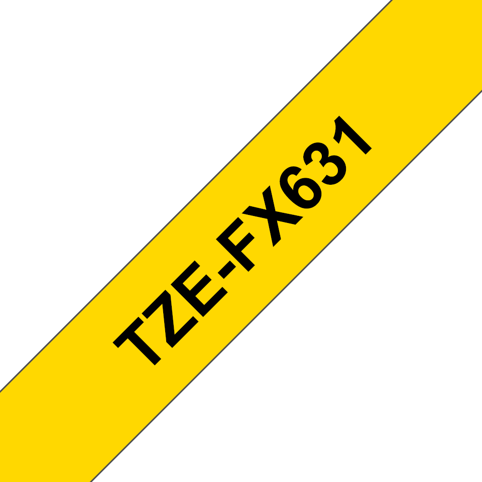 TZE-FX631 LAMINATED TAPE 12 MM BLACK ON YELLOW / FLEXI-TAPES