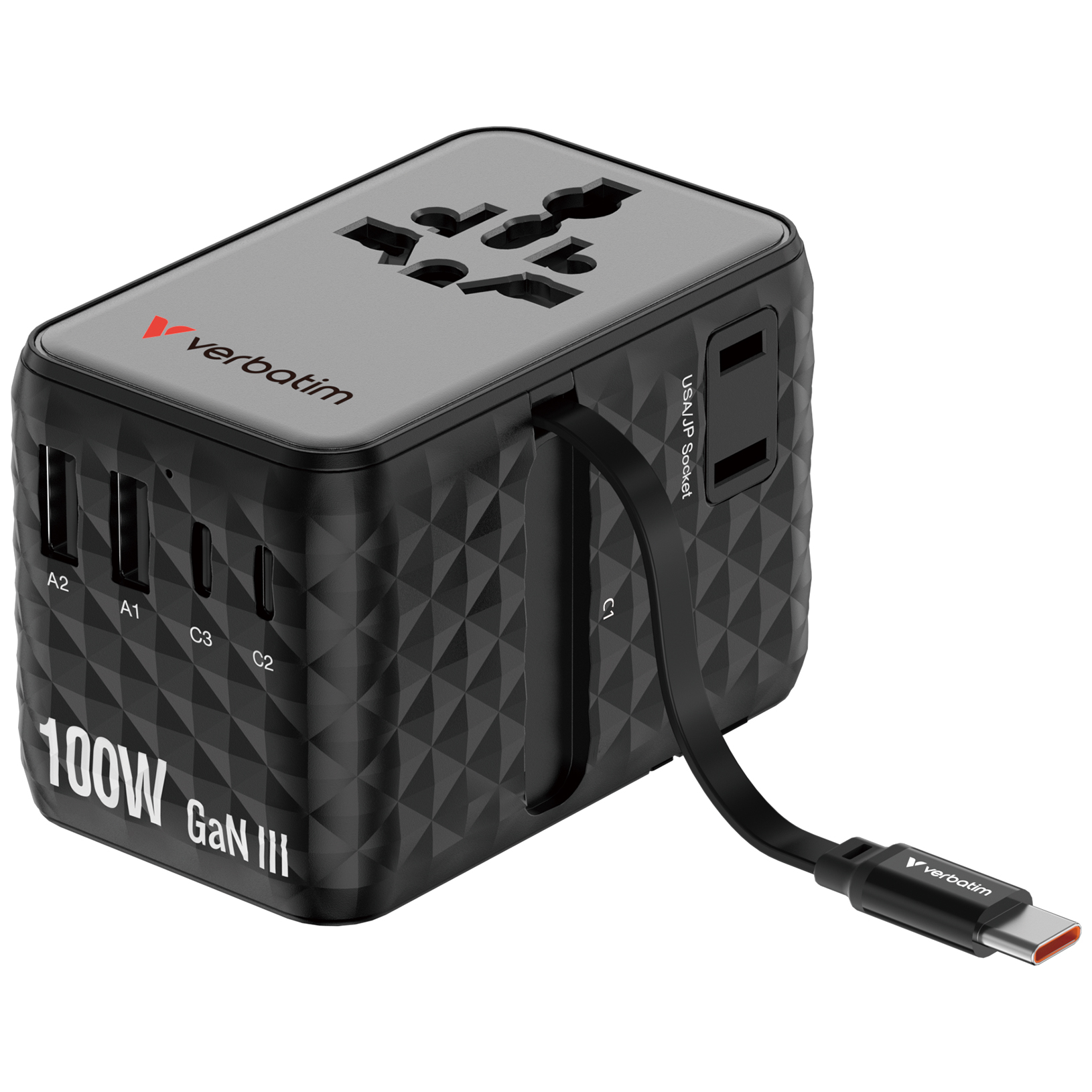 Verbatim Charge'n'Travel Adapter 100W 1C retractable black