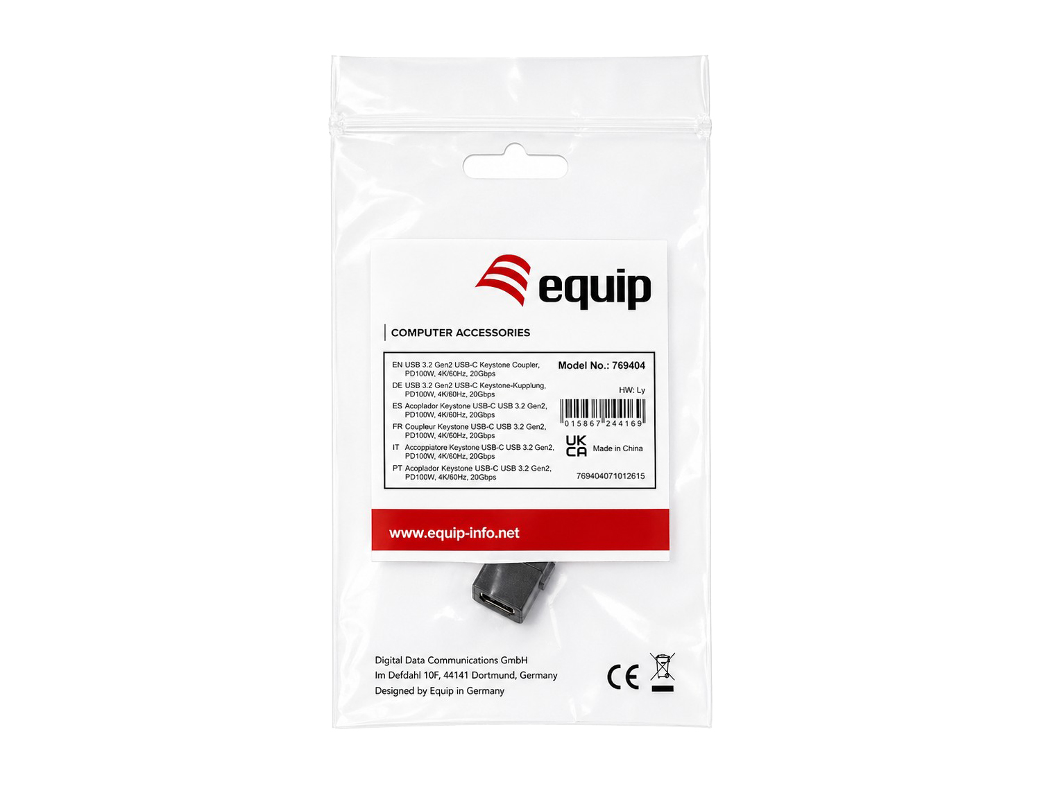 Equip Keystone-Koppler USB 3.2 Gen2 USB-C->USB-C sw