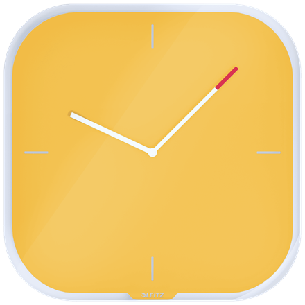 LEITZ Wanduhr Cosy gelb Sicherheitsglas 30,0 x 30,0 cm