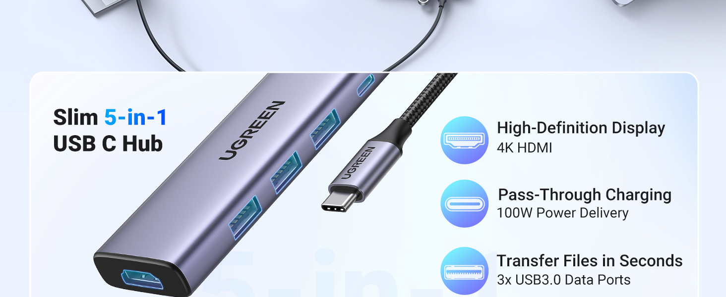 CM511 5-in-1 USB-C Hub, Dockingstation