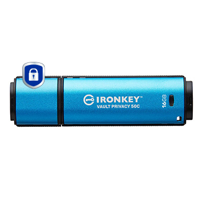 KINGSTON 16GB USB-C IronKey Vault Privacy 50C AES-256 Encrypted FIPS 197