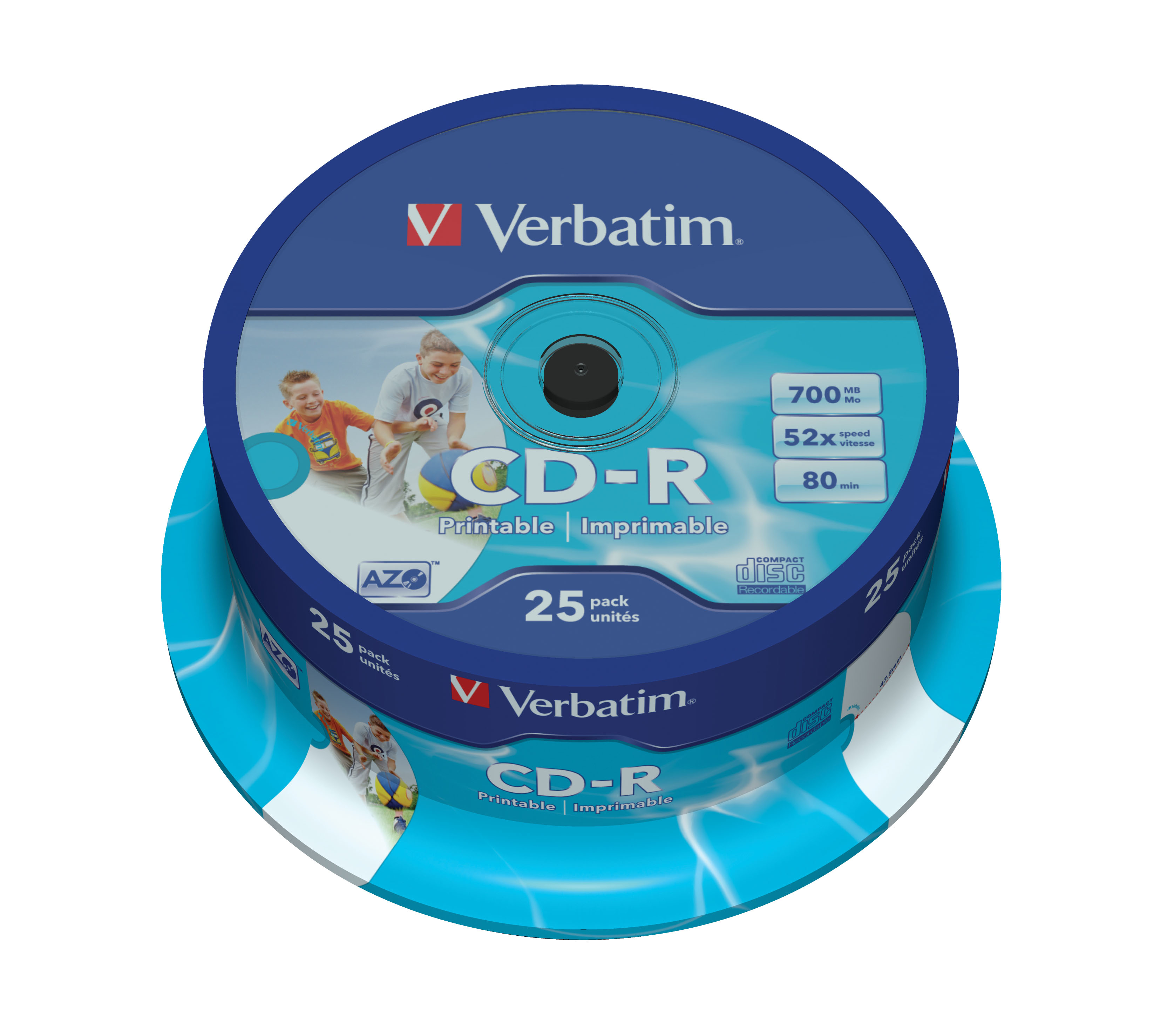 CD-R Verbatim 700MB 25pcs Pack 52x Spindel printable retail