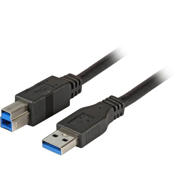EFB USB3.0 Anschlusskabel Stecker Typ-A auf Stecker Typ-B Premium Schwarz 3m