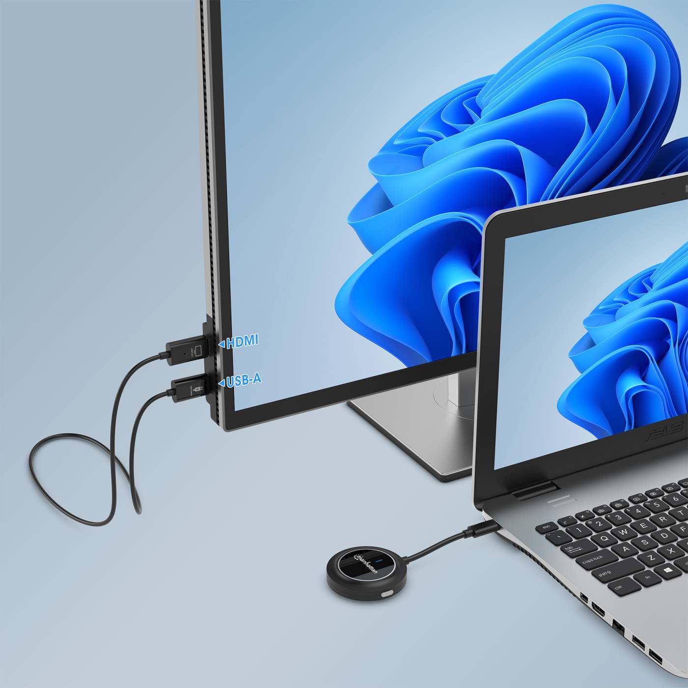 MANHATTAN 1080p Wireless HDMI-Display-Präsentationsset 2-teiliges Set mit HDMI-Empfänger und USB-C Sender-Dongle