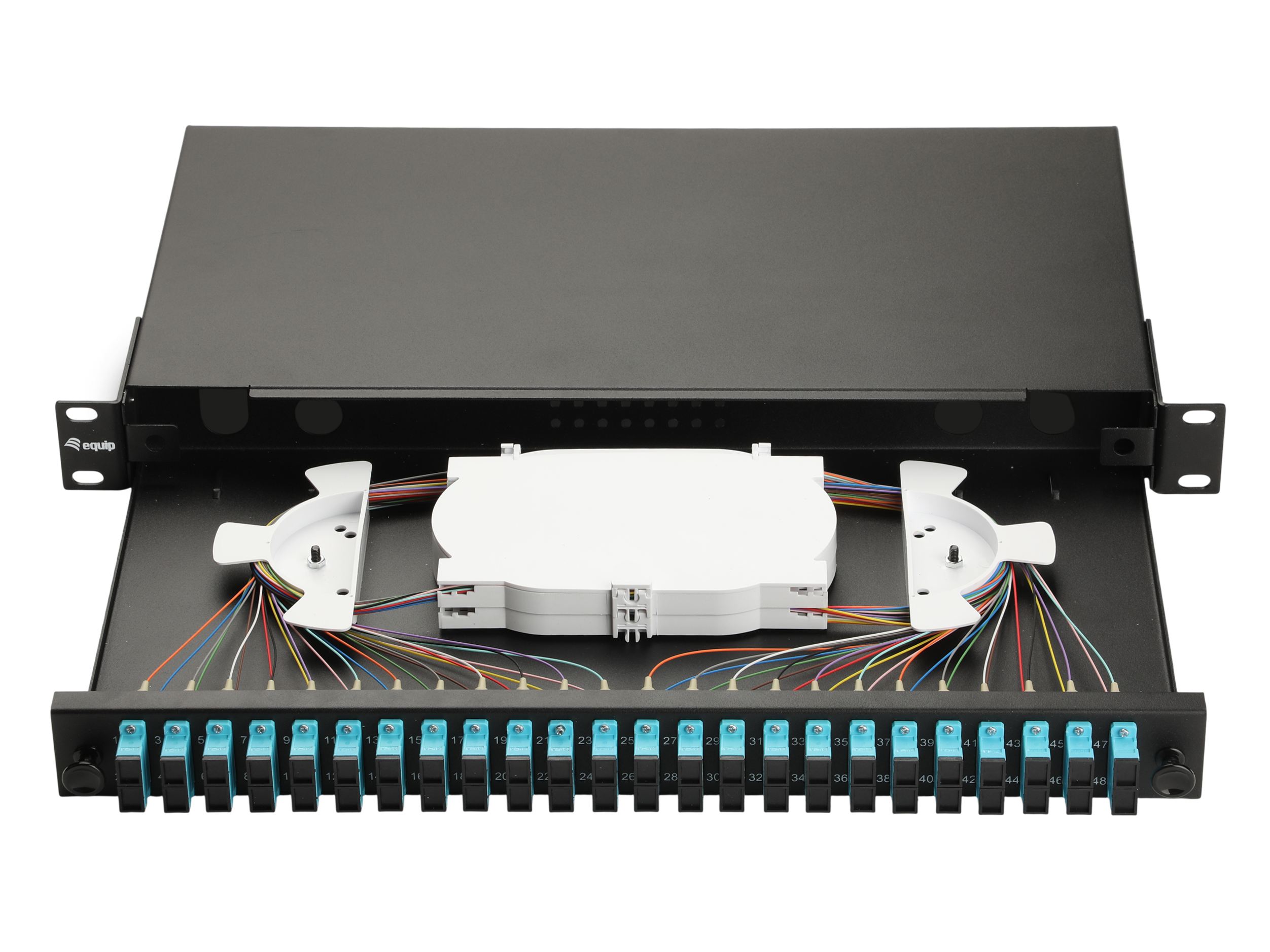 Equip LWL-Spleißkasten 24-Port LC-Duplex OM3 1U komplett sw