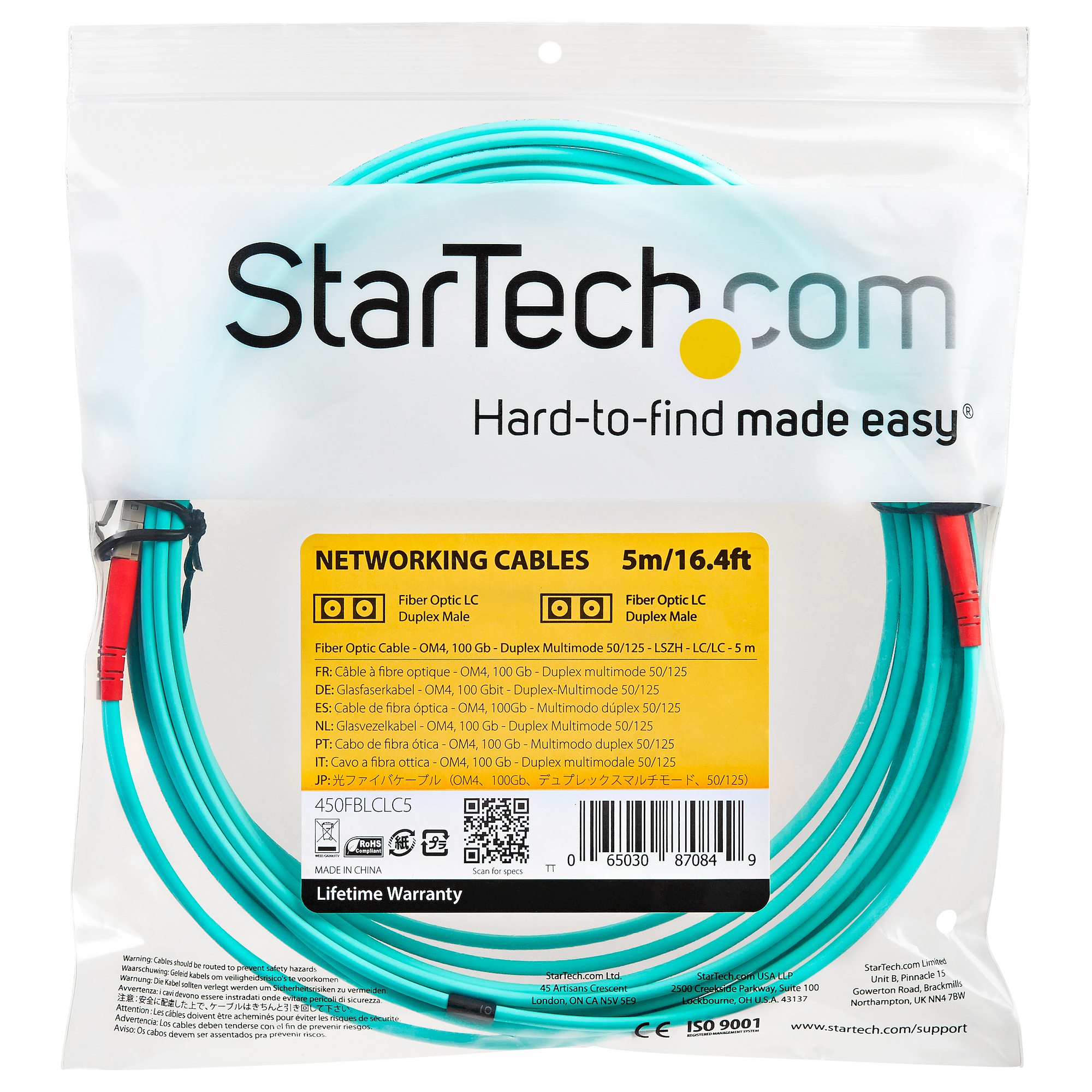 STARTECH.COM 5m OM4 Duplex Multimode Glasfaserkabel - Türkis - 100 Gb - 50/125 - LSZH - LC/LC LWL Netzwerkkabel
