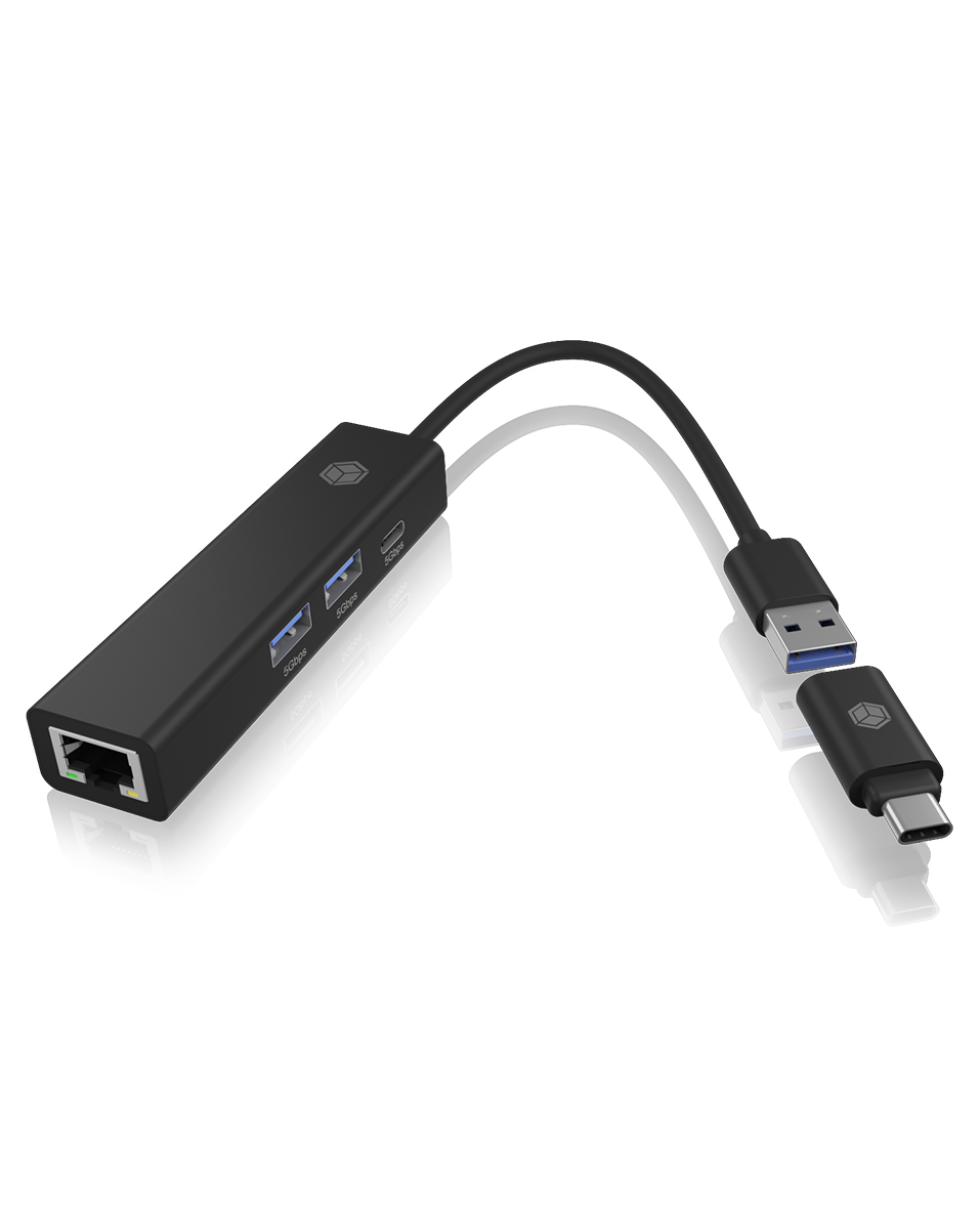 Adapter IcyBox USB3.2 Gen1 Hub & Gigabit LAN 4-in-1 retail
