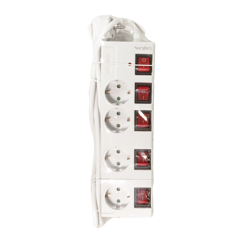Logilink Steckdosenleiste 4-fach,4xCEE 7/3,m. 5Schalter,weiß