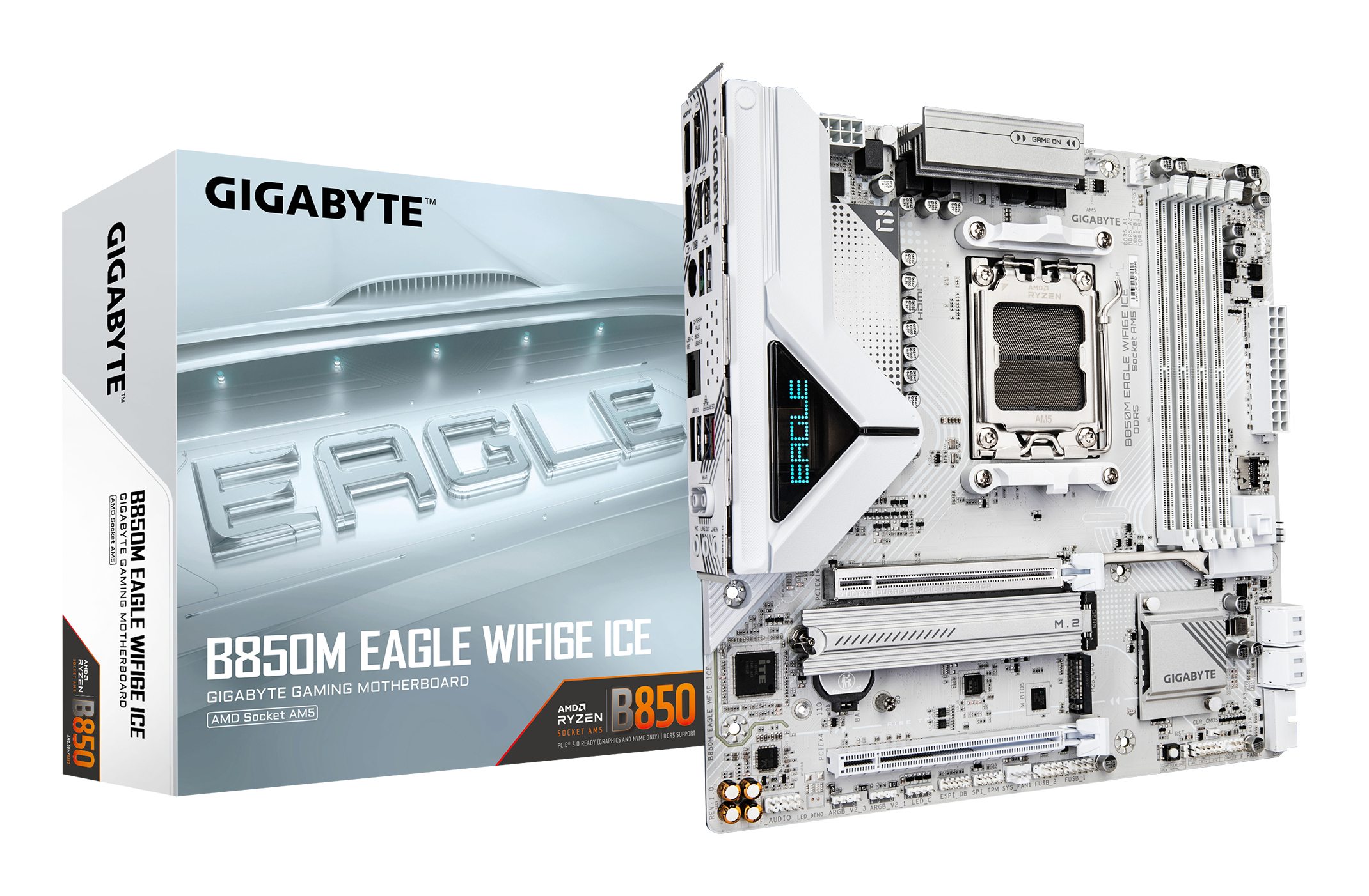 GIGABYTE B850M EAGLE WF6E ICE AM5 4xDDR5 4xSATA 2xM.2 1xHDMI 2xDP