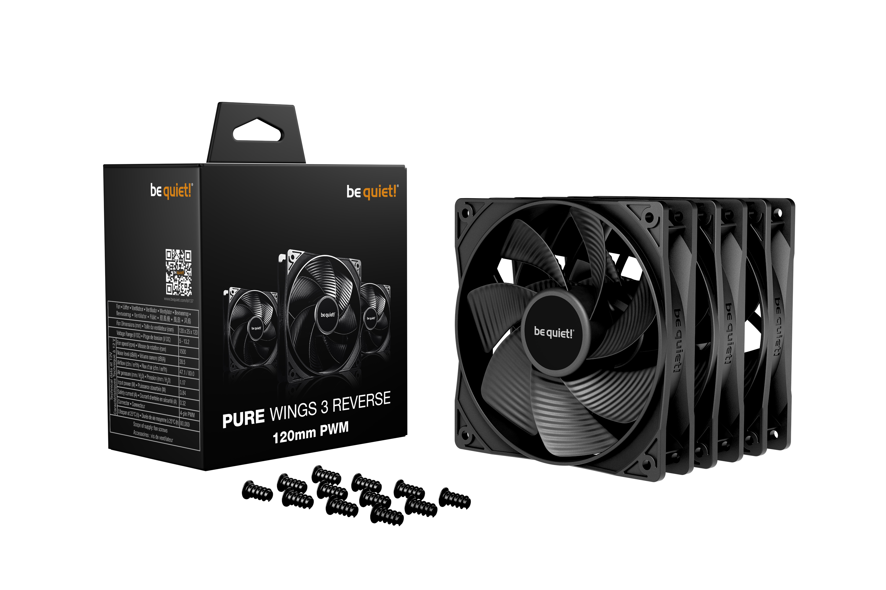be quiet LÃ¼fter 120mm Pure Wings 3 PWM Reverse 3Pack