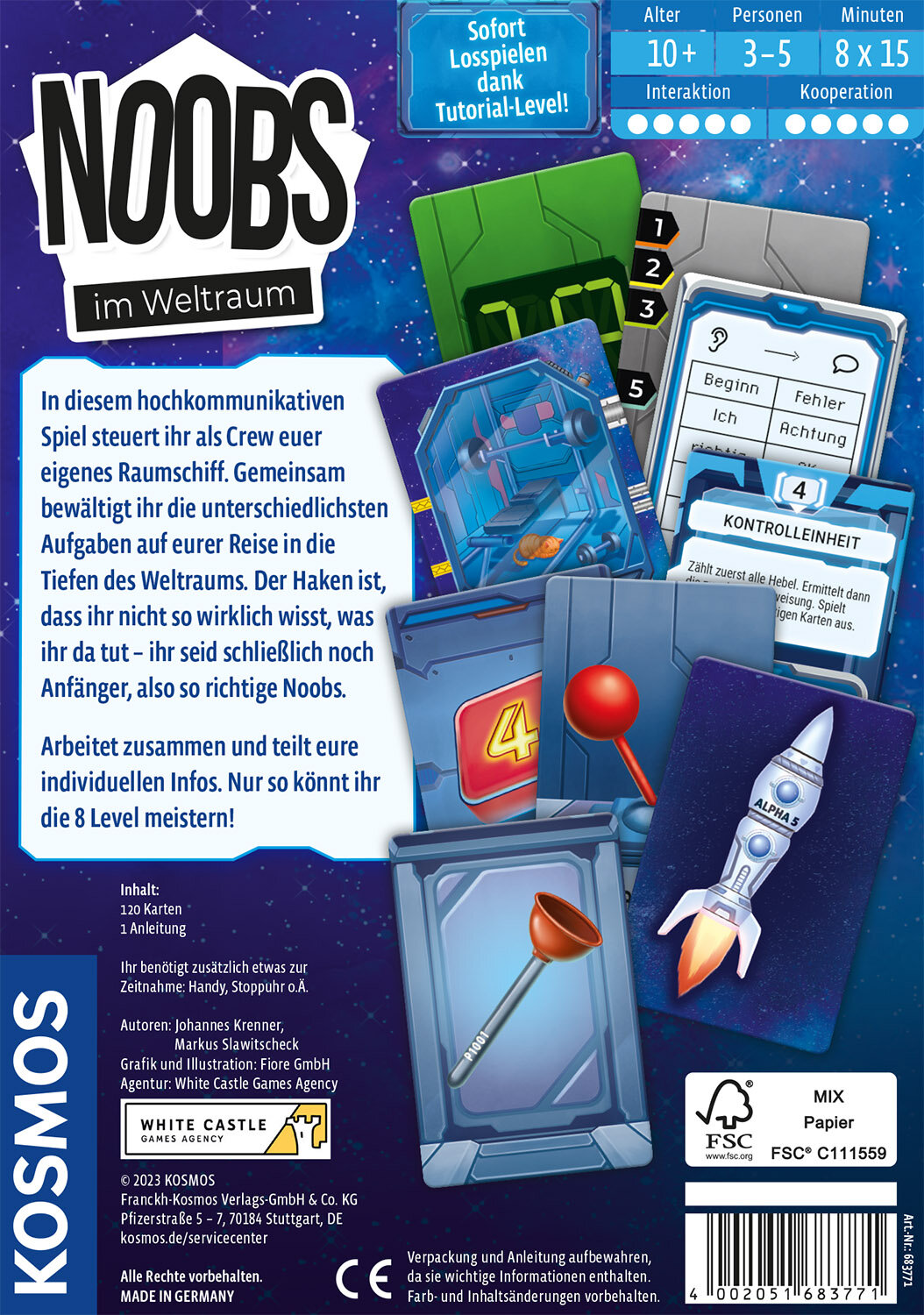 Noobs - Im Weltraum, Kartenspiel