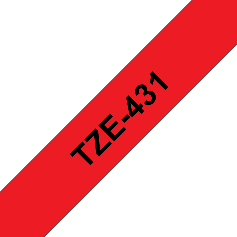 TZE-431 LAMINATED TAPE 12MM 8M BLACK ON RED