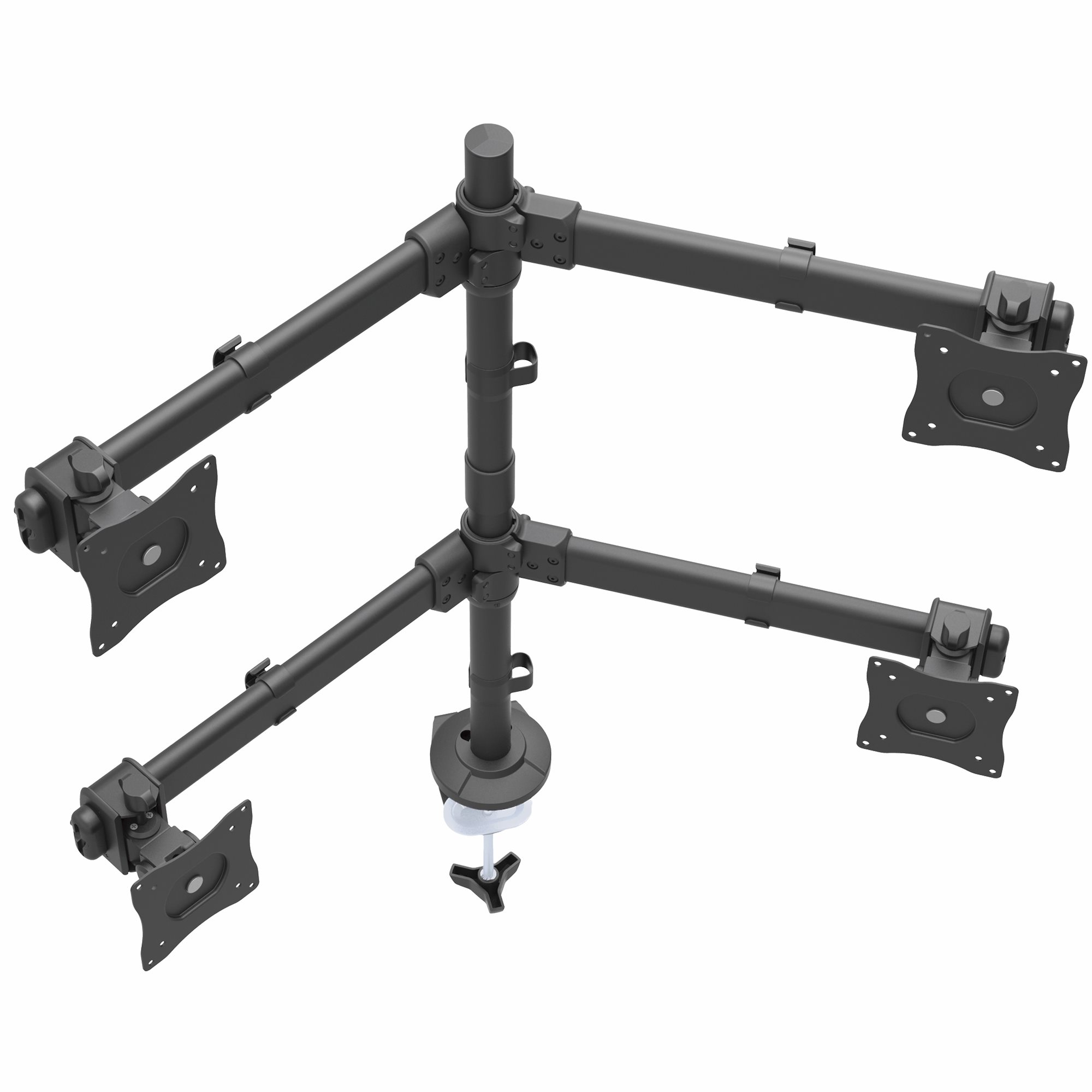 STARTECH.COM Quad Monitor Mount - Articulating - Clamp or Grommet Mount - Monitors up to 24in - VESA Mount - 4 Monitor Setup