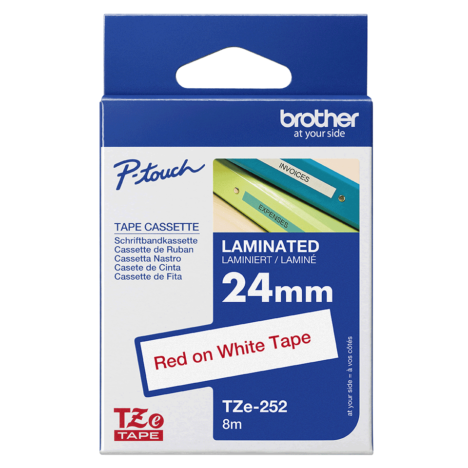 brother Schriftband TZe-252 TZE252, 24 mm, rot auf weiß, 1 St.