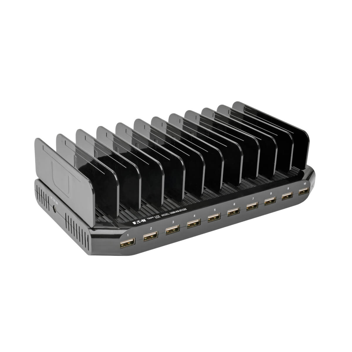 EATON TRIPPLITE 10Port USB Charging Station with Adjustable Storage 12V 8A 96W USB Charger Output Schuko Power Cord