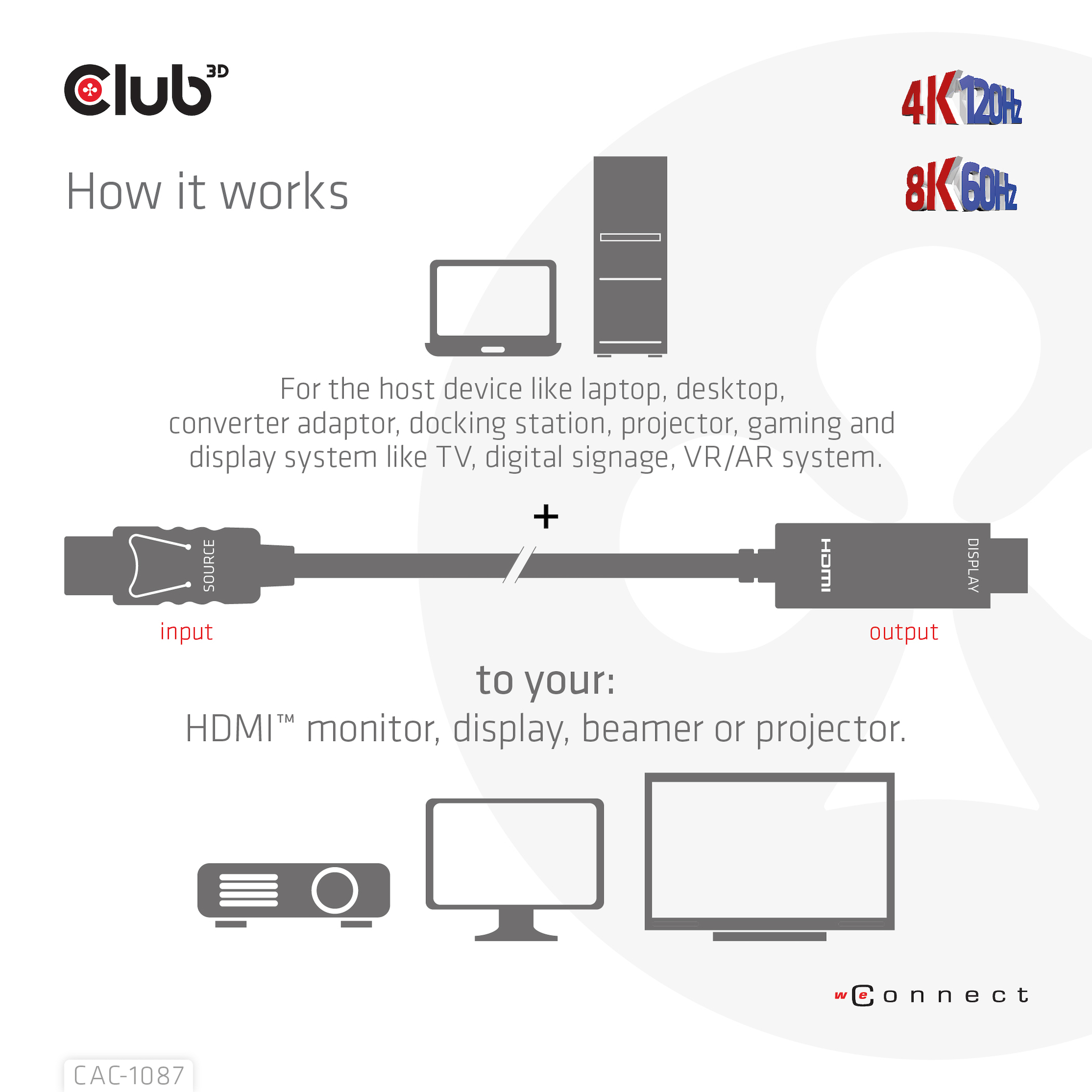 Club3D Kabel DisplayPort 1.4 > HDMI HDR 8K60Hz aktiv 3m retail