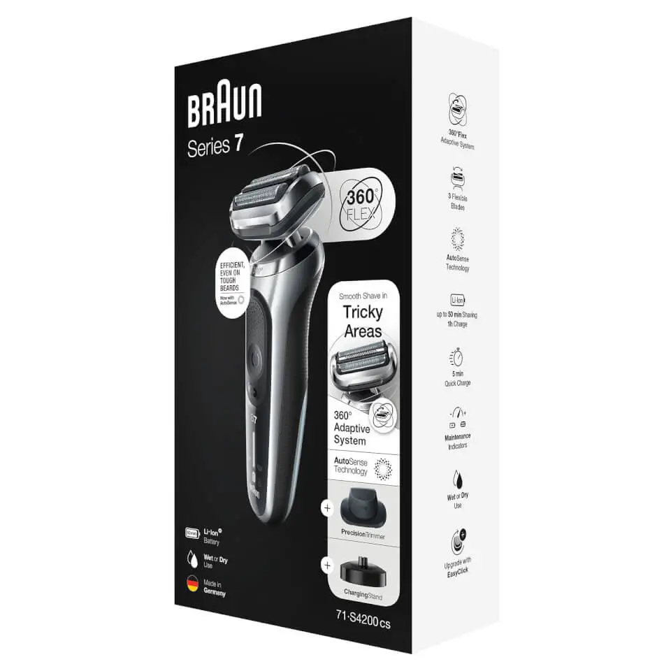 Braun 71-S4200cs Series 7 Rasierer Herren mit EasyClick Aufsatz, silber