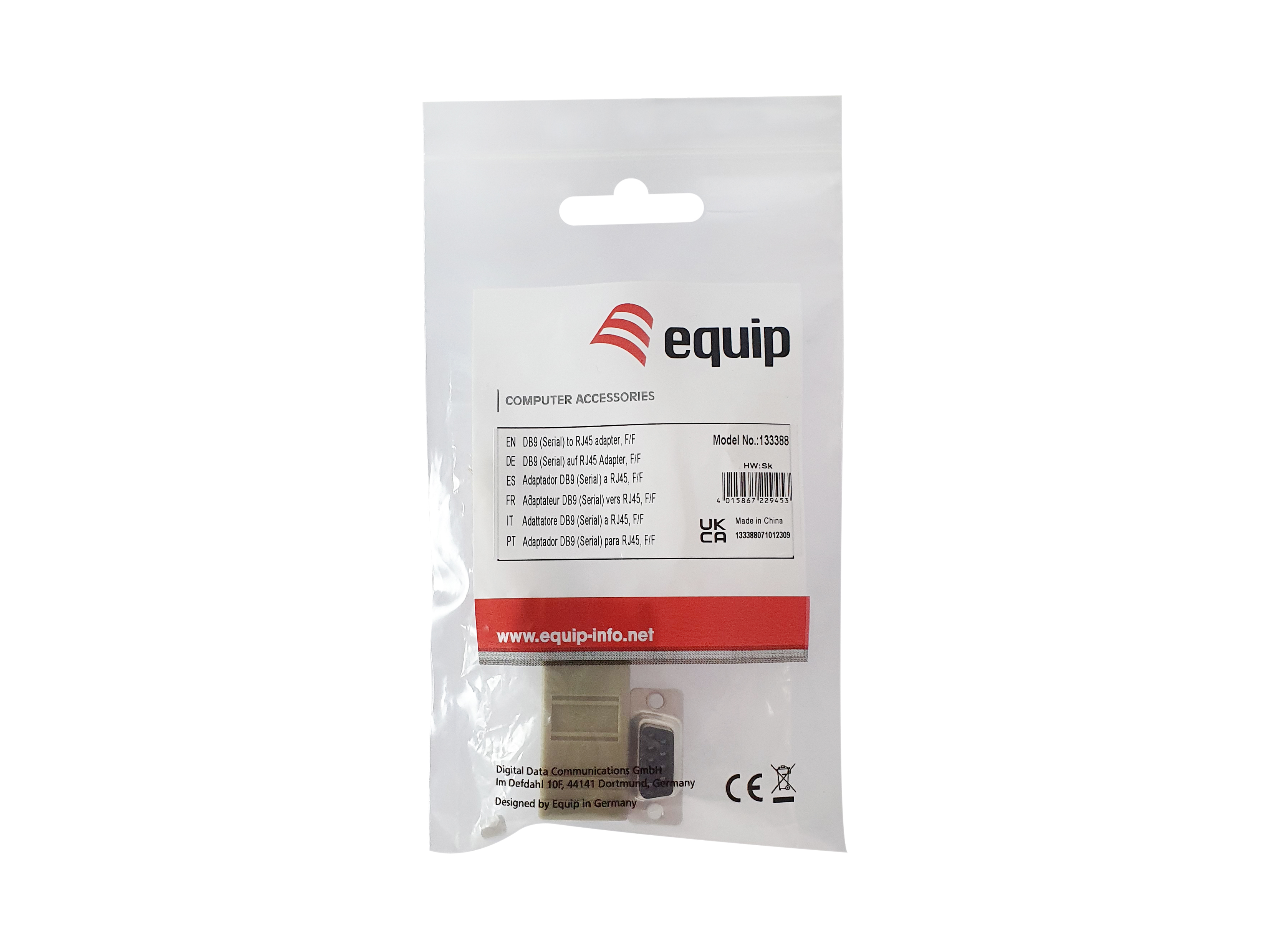 Equip Adapter DB9 Serial->RJ45 Bu/Bu 8Pin grau Polybeutel