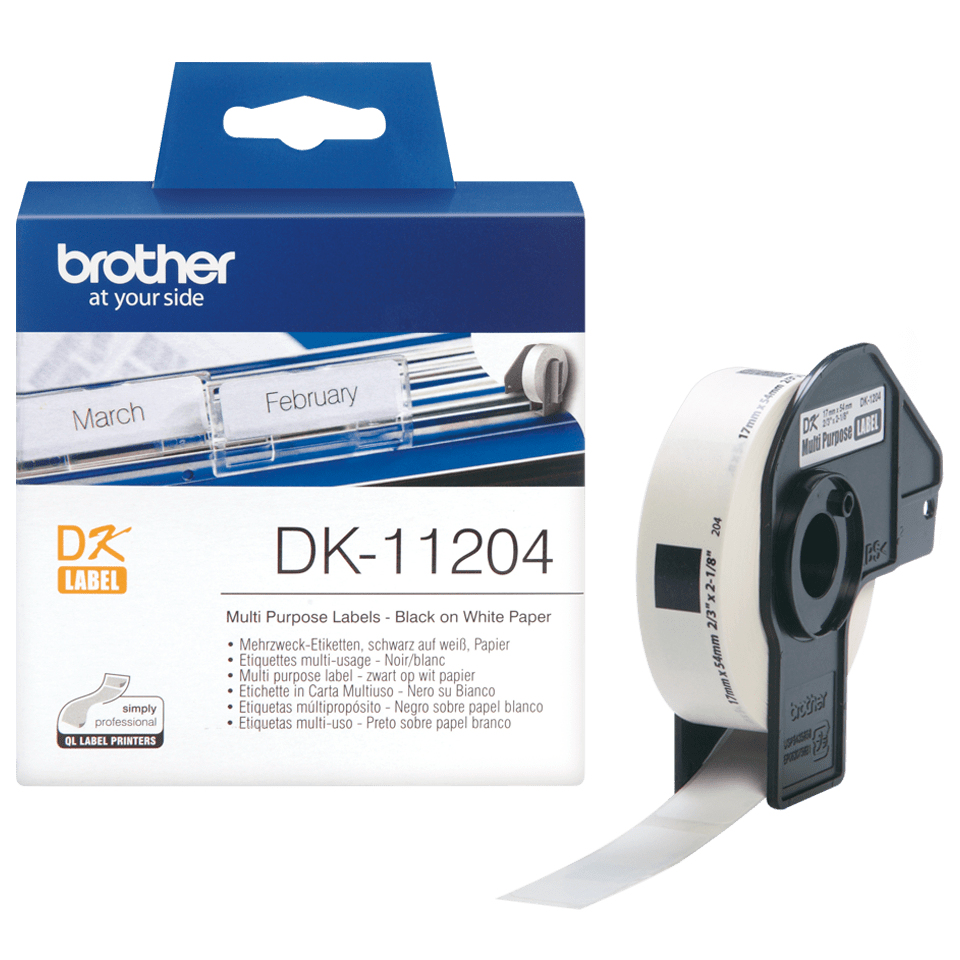 DK SINGLE LABLE ROLLS F/ QL-500/550 400PCS/RL 17X54MM