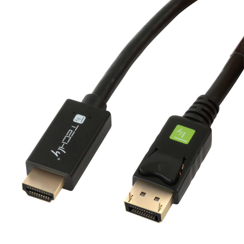 TECHLY Konverterkabel DisplayPort 1.2 auf HDMI schwarz 2m konvertiert das DisplayPort Signal in ein HDMI Signal