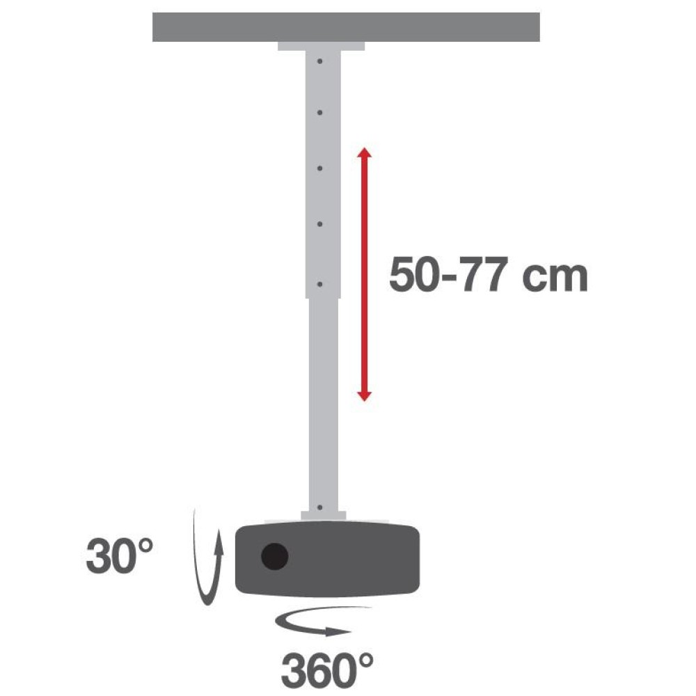 Techly Profi Deckenhalterung f. Beamer,ausziehbar,50-77cm,w.