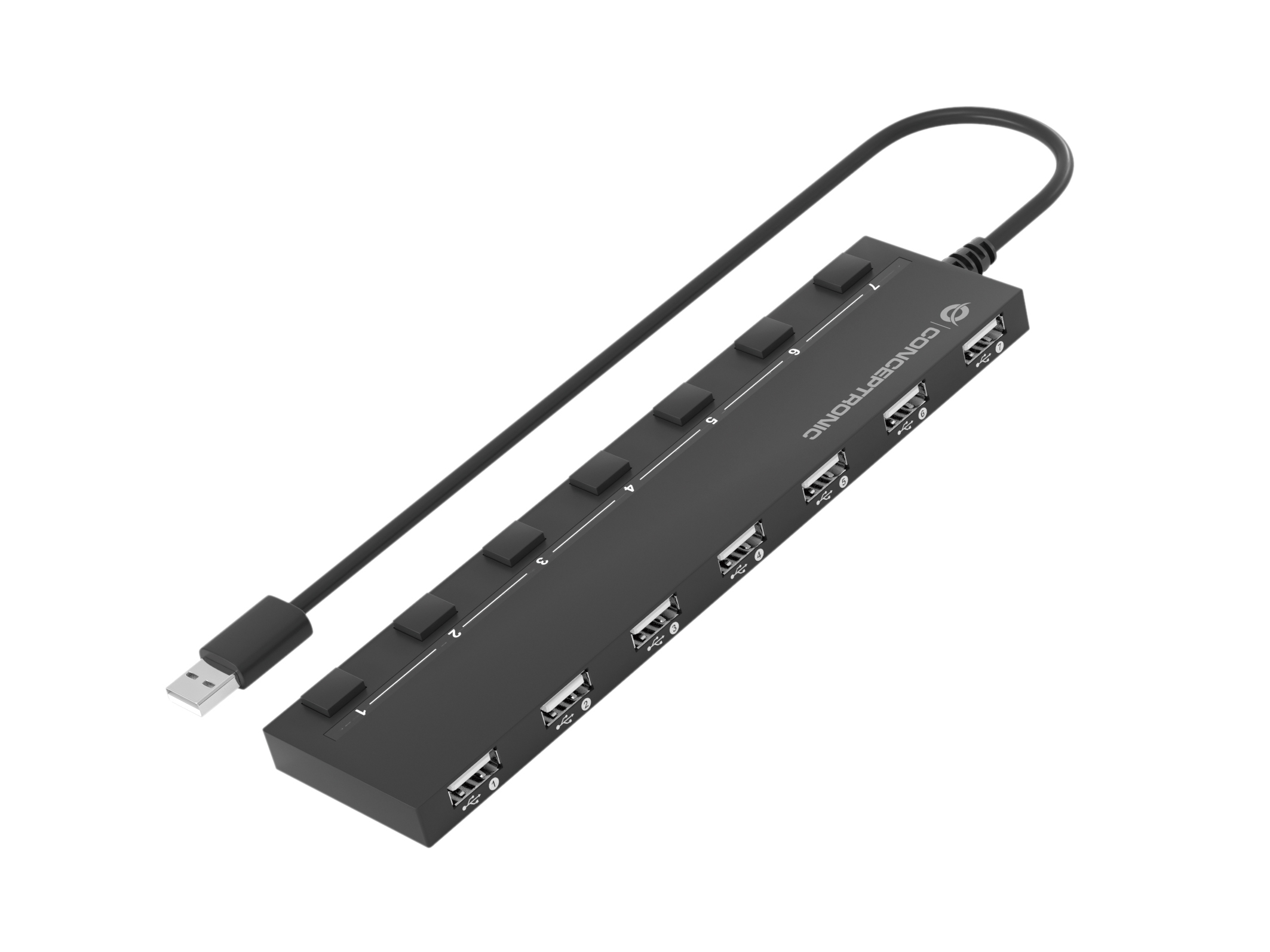 CONCEPTRONIC 7-Port Hub USB-A2.0->7xA2.0/DC o.Netz. sw
