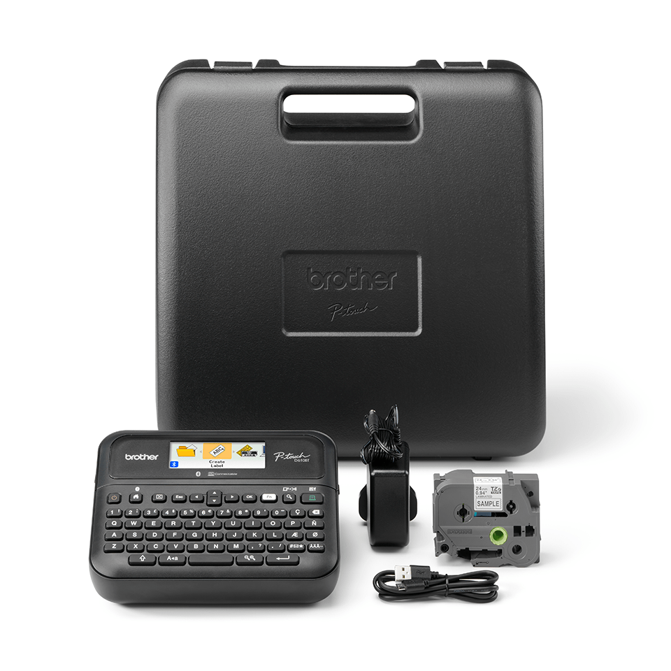 P-TOUCH D610BTVP UNTIL 14MM USB W. ADAPTER/CASE/CABLE/TAPECATR.