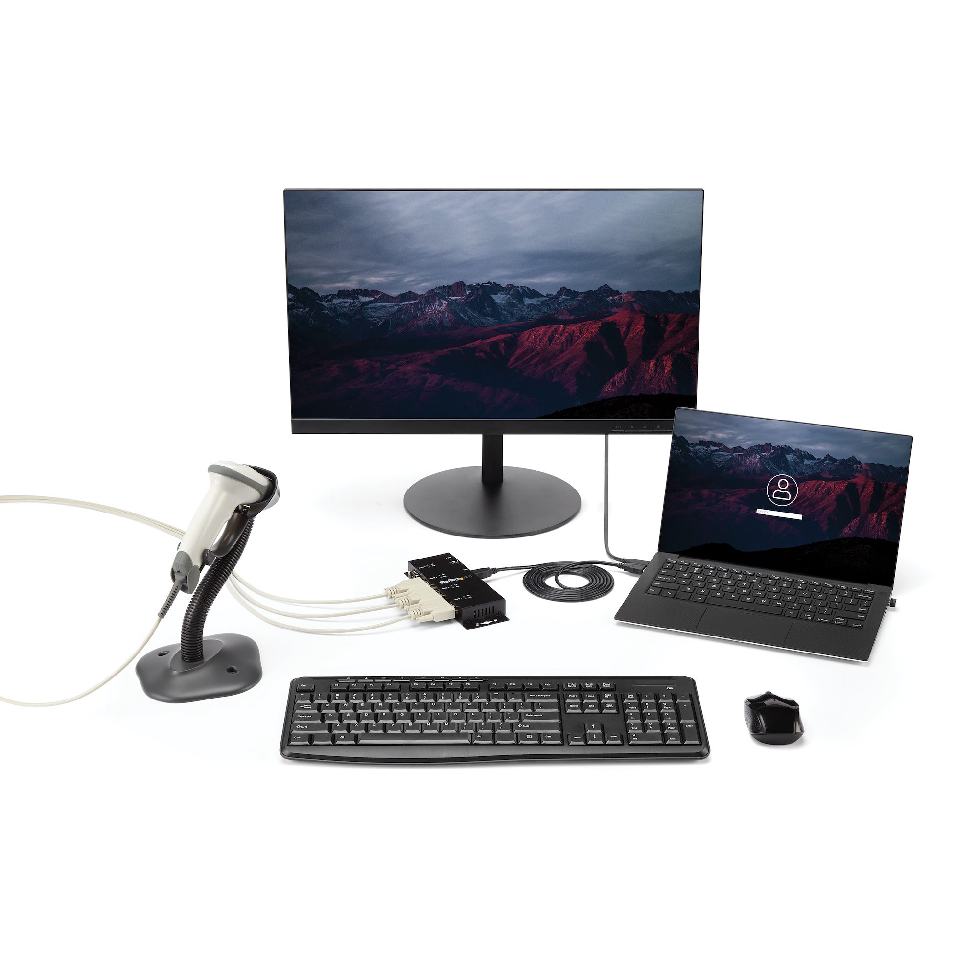 STARTECH.COM 4 Port USB auf Seriel RS232 Adapter Hub - Industriell DIN-Scheinen/ Wandmontagefähig - USB auf Seriell DB9 Konverte
