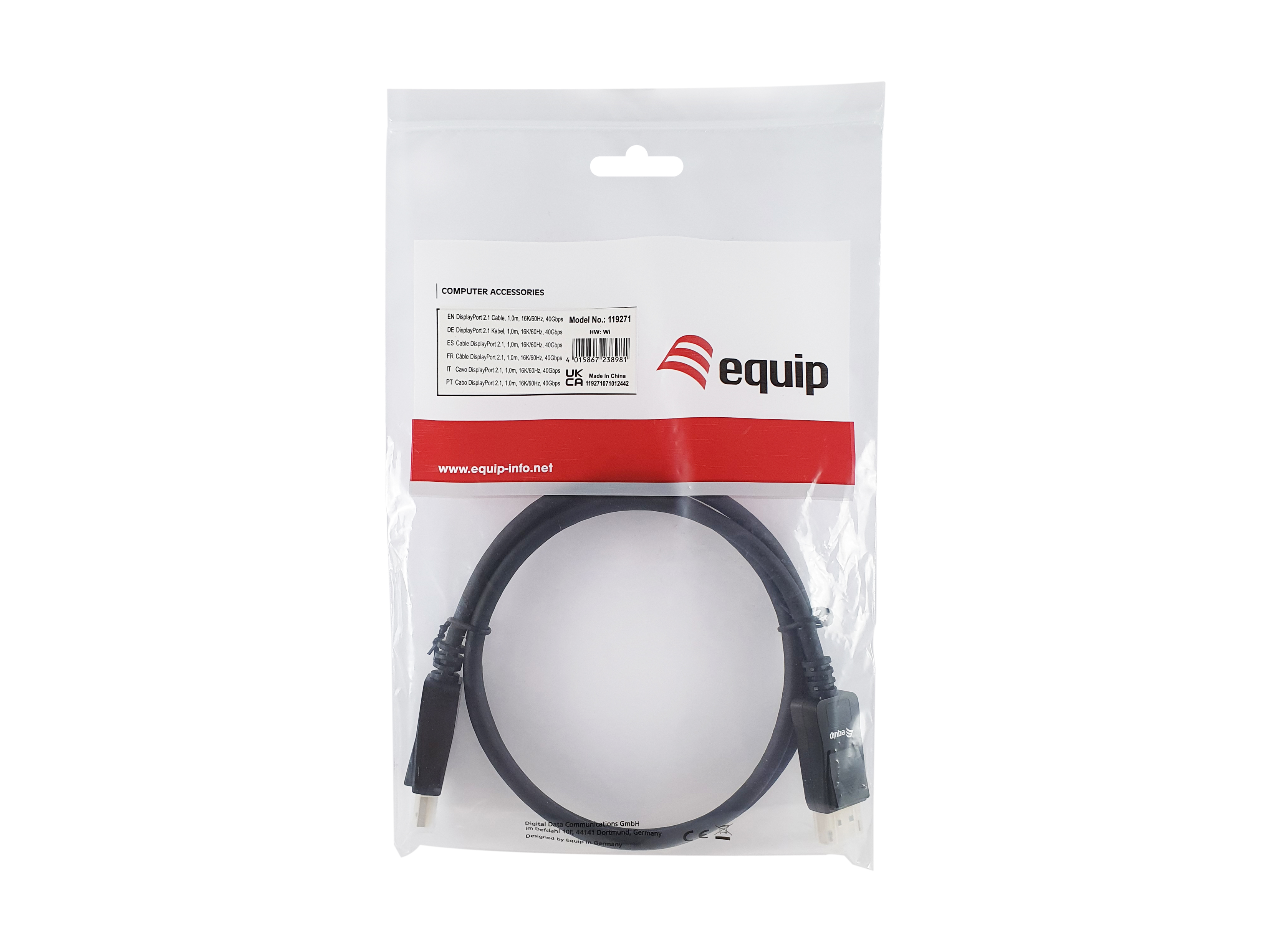 Equip DisplayPort 2.1 16K/60Hz St/St 1.00m schwarz