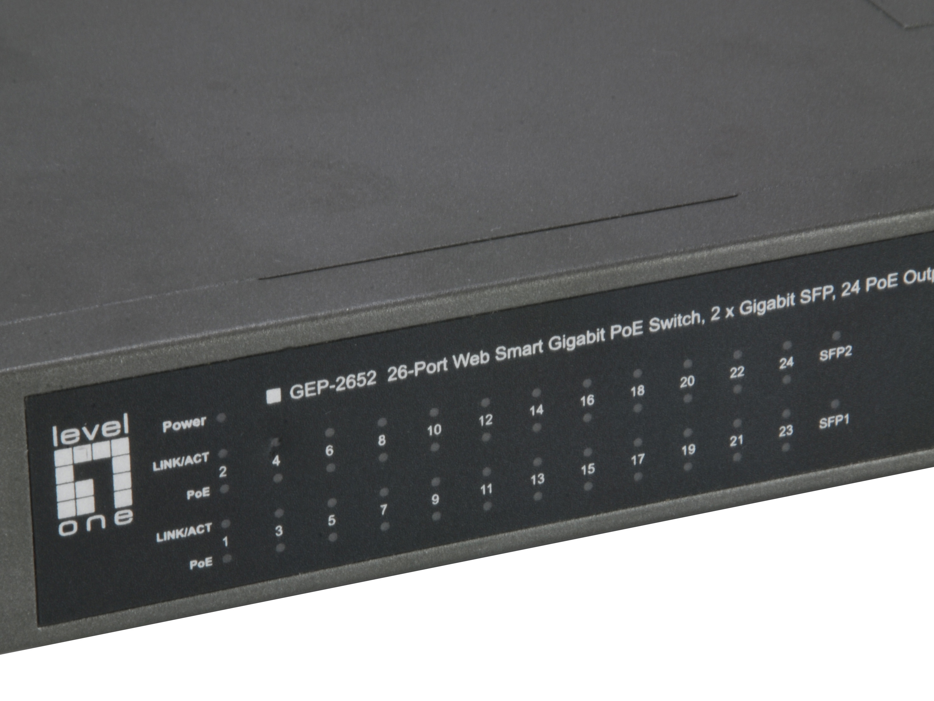 LevelOne PoE+Switch 24xGE PoE/2xSFP 370W 19WebSmart managed