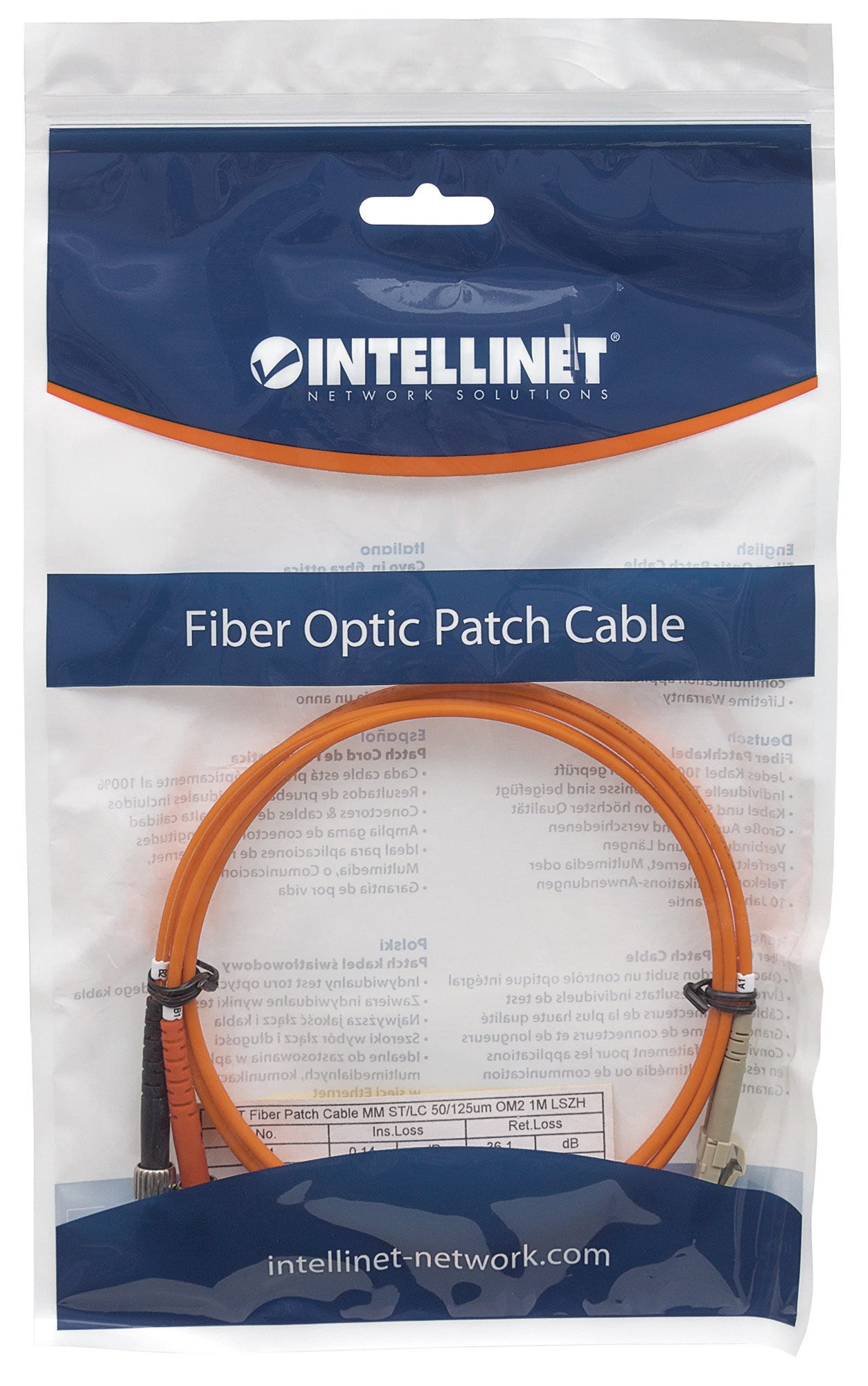 INTELLINET LWL Anschlusskabel LC/ST 2m Multimode OM2 orange
