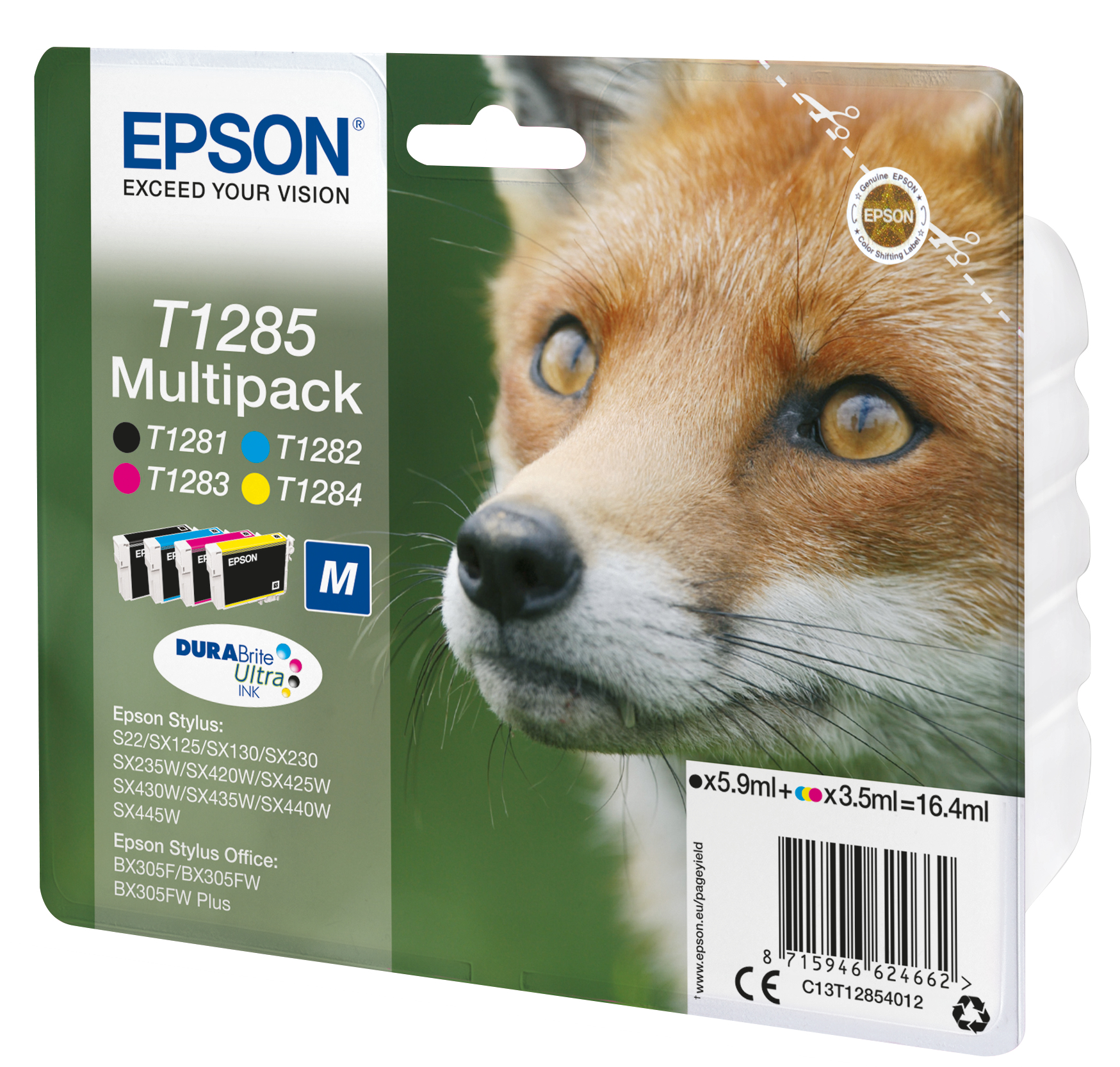 EPSON T1285M (Fuchs) schwarz, cyan, magenta, gelb Druckerpatronen, 4er-Set